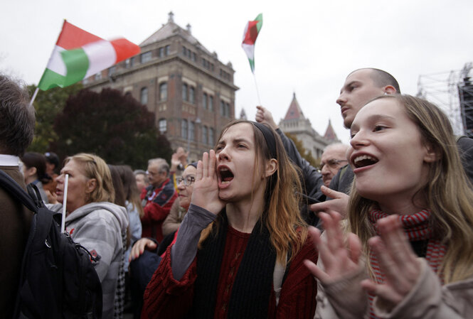 Protestierende in Budapest