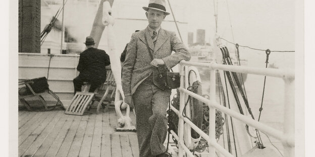 Julius Frank 1936 on board a ship on the way to America to save us