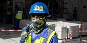 Bauarbeiter im Lusail-STadion von Katar