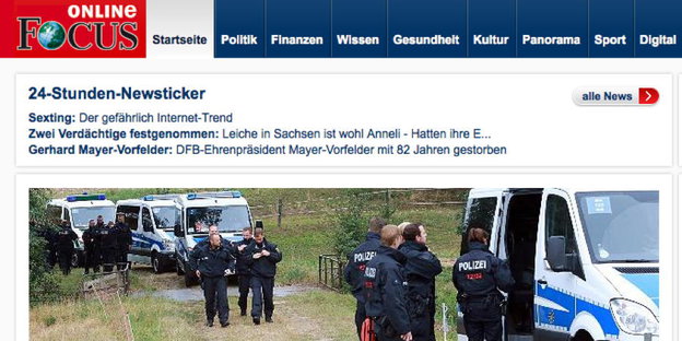 Screenshot der Startseite von focus.de