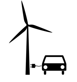Windrad und Elektroauto als Icon