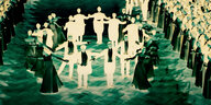 Filmstill aus „The Cosmic Music of Teiji Ito“ (2021): Menschen tanzen in einem Saal