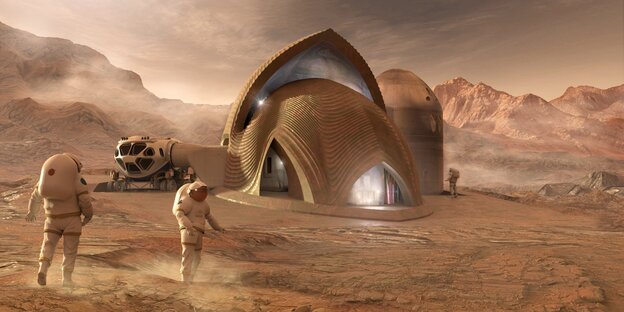 Illustriertes Haus auf dem Mars