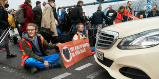 Straßenblockade bei einer Protestaktion