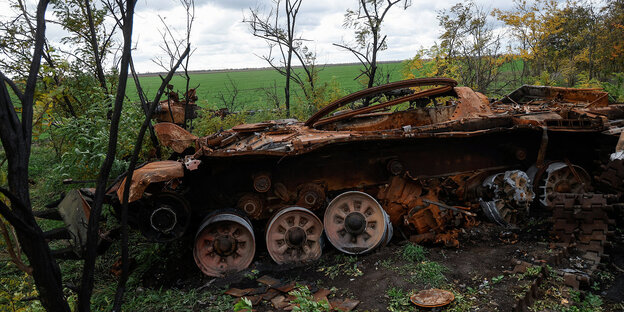 Ein zerstörter Panzer