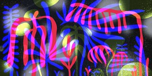 Bunter Lichter gezeichnet - eine Illustration für die Ortsbegehung Chrismas-Garden, eine eine Veranstaltung im Botanischen Garten in Berlin