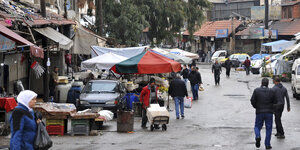 Ein Straßenmarkt in Damaskus.
