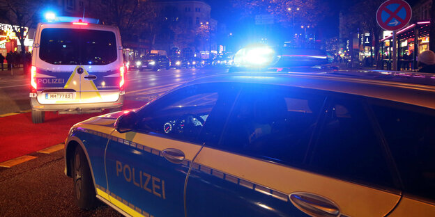 Police patrol car with flashing lights