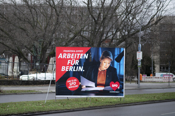 SPD-Wahlplakat mit Franziska Giffey