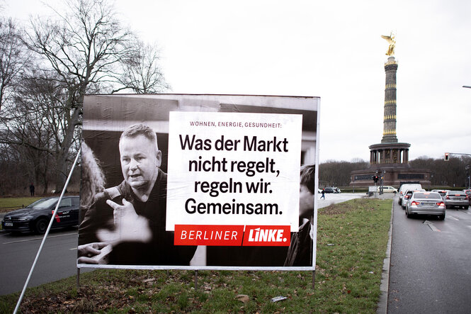 Linken-Wahlplakat mit Klaus Lederer