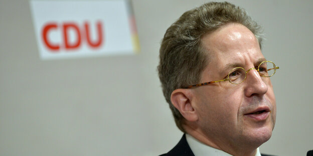 g: Hans-Georg Maaßen, ehemaliger Präsident des Bundesamtes für Verfassungsschutz (BfV), hält an einem Gesprächsabend der CDU einen Vortrag zum Thema «Wie sicher ist unsere Demokratie».