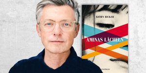 Das Bild zeigt Björn Bicker und sein Buch „Aminas Lächeln“.