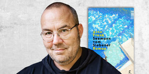 Das Bild zeigt Arno Frank und sein neues Buch „Seemann vom Siebener“.