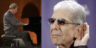 Kombo: US-Komponist Philip Glass am Flügel (l.) und der kanadische Sänger Leonard Cohen (r.)