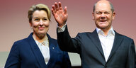 Franziska Giffey im Wahlkampf mit Kanzler Olaf Scholz (SPD) an ihrer Seite