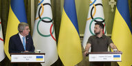 IOC-Präsident Thomas Bach und Ukraines Präsident Wolodimir Selenski