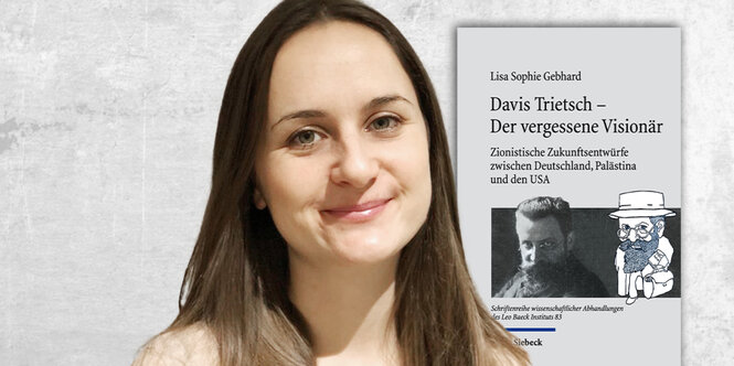 Das Bild zeigt Lisa Gebhard und ihr Buch „Davies Trietsch – Der vergessene Visionär“.