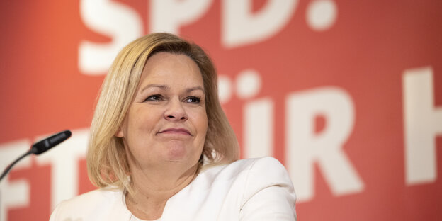Nancy Faeser, Innenministerin (SPD) spricht auf der Pressekonferenz