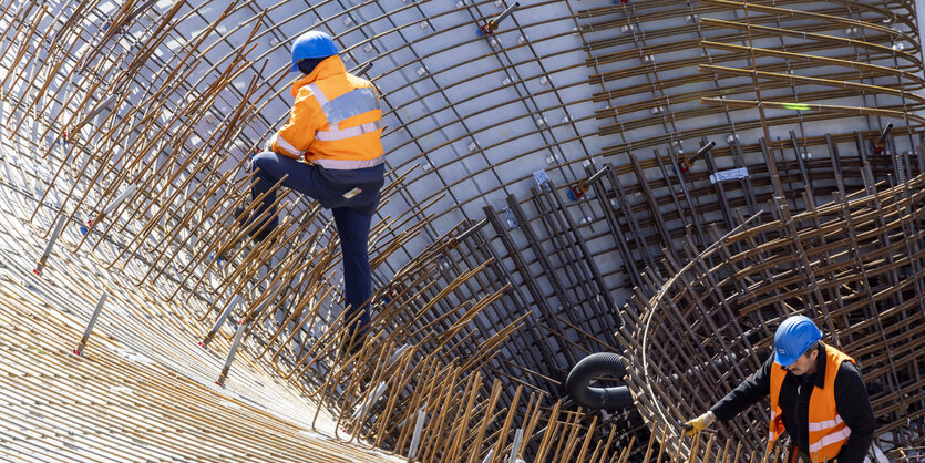 Bauarbeiter auf der Stuttgart 21 Baustelle