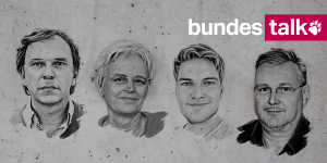 Portraits von Stefan Reinecke, Ulrike Herrmann, Pascal Beucker und Timm Kühn