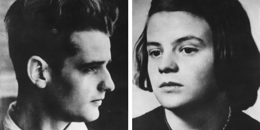 Porträts von Hans und Sophie Scholl