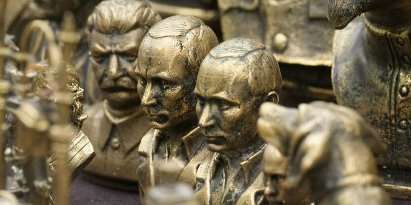 Stalin und Putin Büsten in Bronze