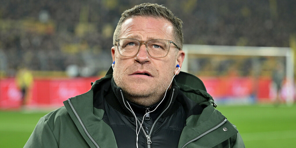 Max Eberl beim Interview in Großaufnahme