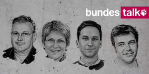 Die Köpfe der taz-Redakteur*innen Pascal Beucker, Sabine am Orde, Tobias Schulze und Andreas Rüttenauer