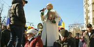 Antiregierungsprotest in Chisinau. Stellvertretende Vorsitzende der Shor-Partei spricht bei einer Demonstration