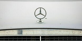 Ein Mercedes-Stern prangt auf einer Kühlerhaube