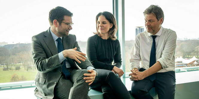 Marco Buschmann, Annalena Baerbock und Robert Habeck