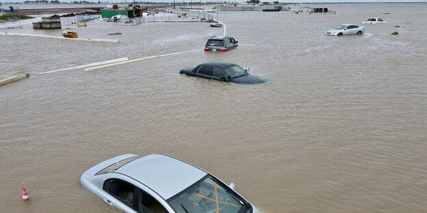 Autos versinken im Wasser