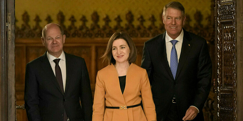 Olaf SCholz, maia Sandu und Klaus Iohannis