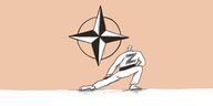 NATO Logo und davor ein Judokämpfer