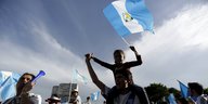 Auf der großen Demonstration in Guatemala-Stadt am 30. August