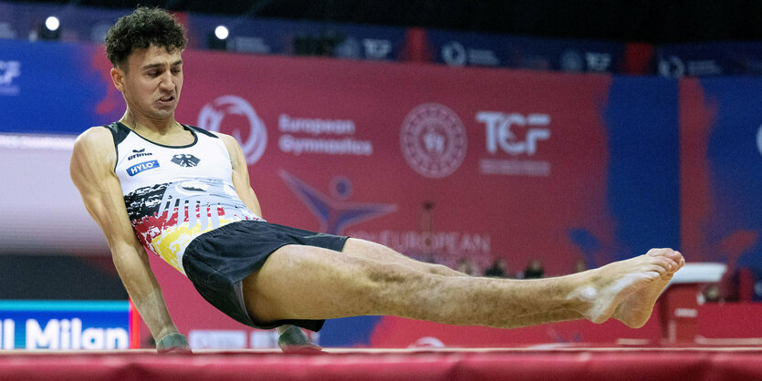 Aufstrebendes Talent: Milan Husseini bei der Bodenübung in Antalya.