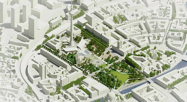 Der Siegerentwurf für Areal in Mitte - das Rathausforum - zeigt vor allem viel Grün als Parkanlage