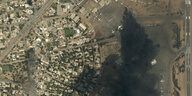 Raun neben dem Flughafen in Khartum. Satellitenfoto