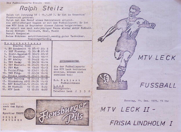 Ein Flyer mit Lebensdaten zum Fußballer Lanrue