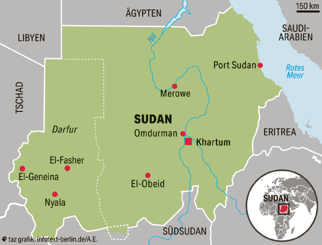 Eine Karte von Sudan