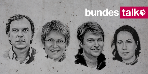 Die taz-Redakteur*innen Stefan Reinecke, Sabine am Orde, Bernd Pickert und Barbara Oertel
