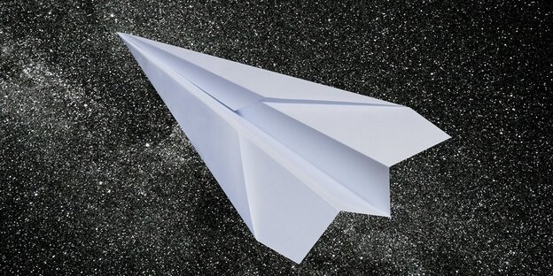 Ein papierflieger, der an das Logo des Messengerdienstes Telegram erinnert