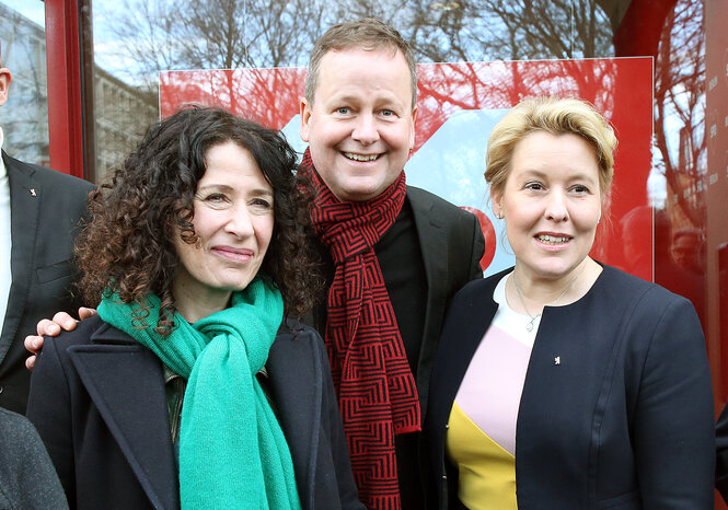 Klaus Lederer mit Bettina Jarasch und Franziska Giffey