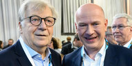Das Foto zeigt den früheren Berliner Regierungschef Eberhad Diepgen neben dem mutmaßlich künftigen, Kai Wegner.