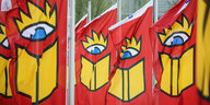 Fahnen mit dem Logo der Leipziger Buchmesse