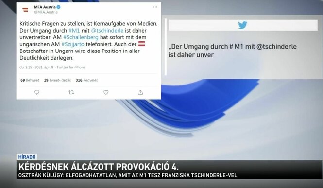 Screenshot zeigt den Tweet des österreichischen Aussenministers : Kritische Fragen zu stellen, ist Kernaufgabe von Medien