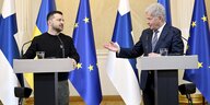 Wolodymyr Selenskyj, Präsident der Ukraine, begrüßt Sauli Niinistö, Präsident von Finnland