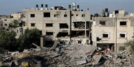 Ein zerstörtes Haus in Deir al-Balah, Gazasteifen