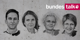 Die Köpfe der tazler*innen Tobias Schulze, Barbara Junge, Ulrike Herrmann und Sabine am Orde