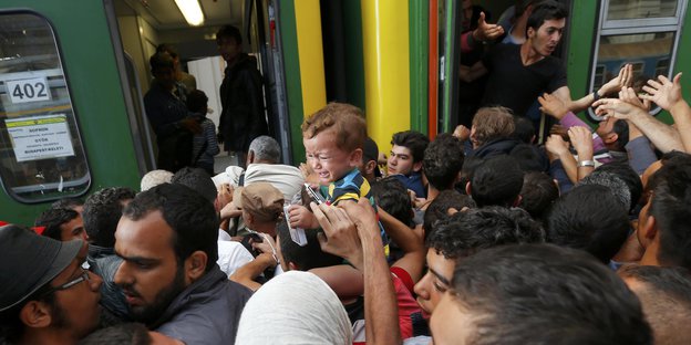 Flüchtlinge im Budapester Bahnhof